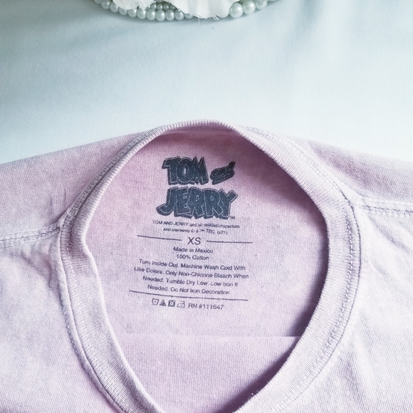 Tom and Jerry Crop Tee Shirt "Good Vibes Only" Graphic Print - Picture 9 of 12